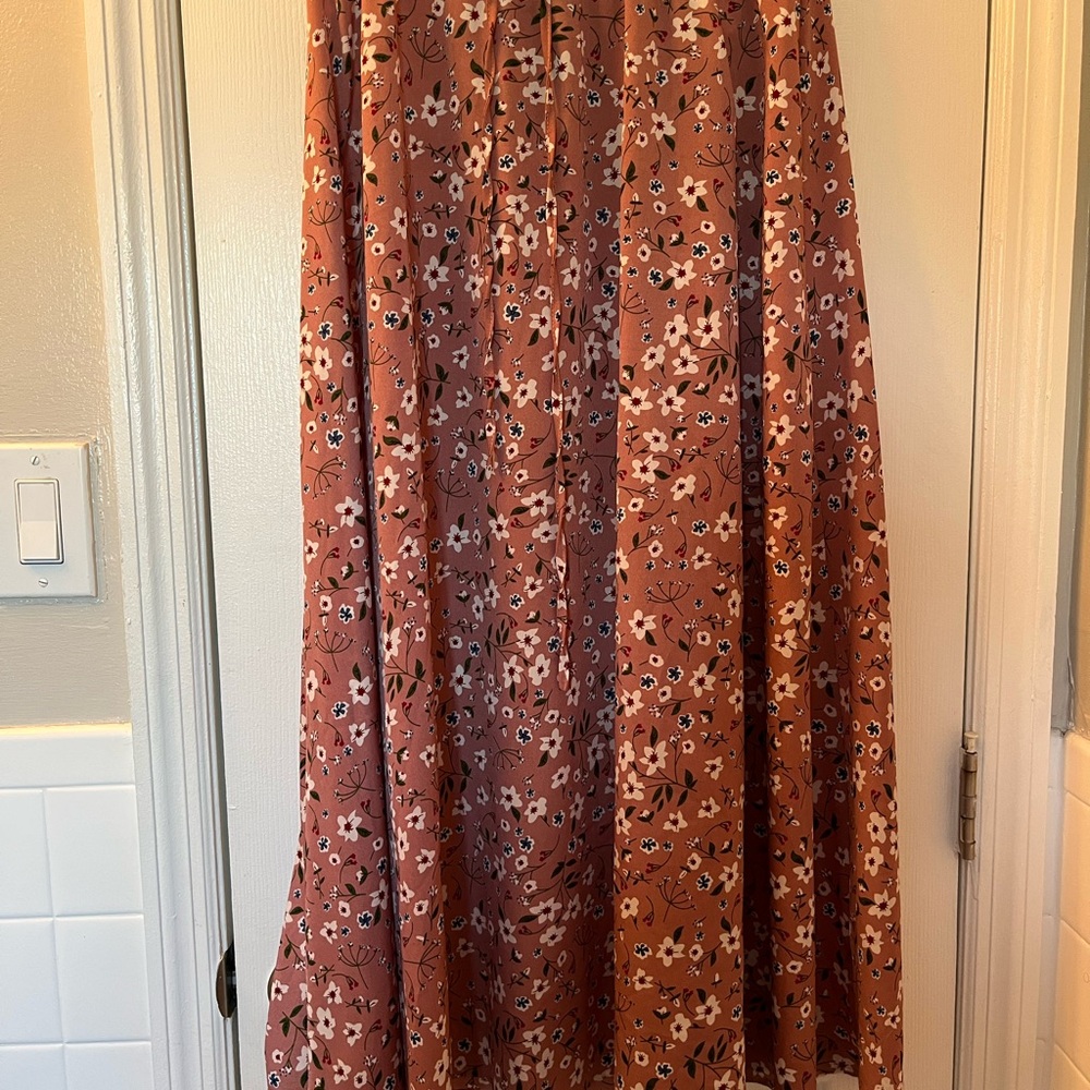 Simply Styled Brown Pleated Maxi Skirt